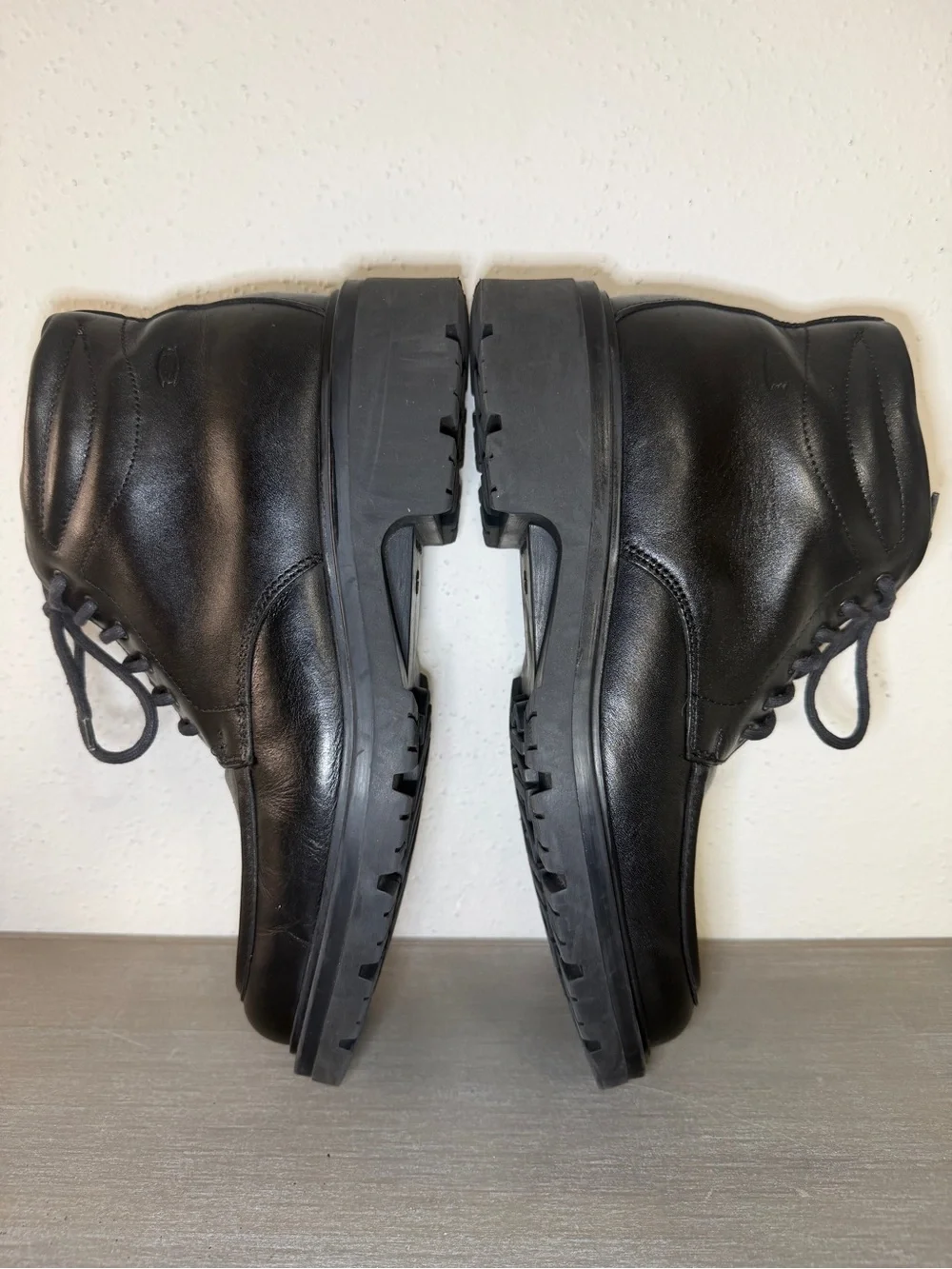 Rare Vintage Skechers Mens 8.5M Black Leather Chukka Boots Made In Italy